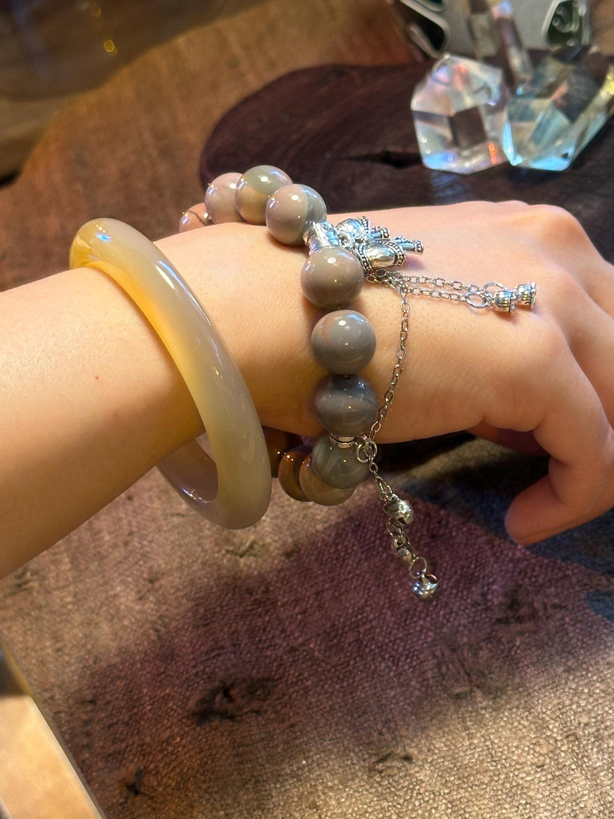 Morandi Pastel Bunny Carrot Alashan Agate Bracelet