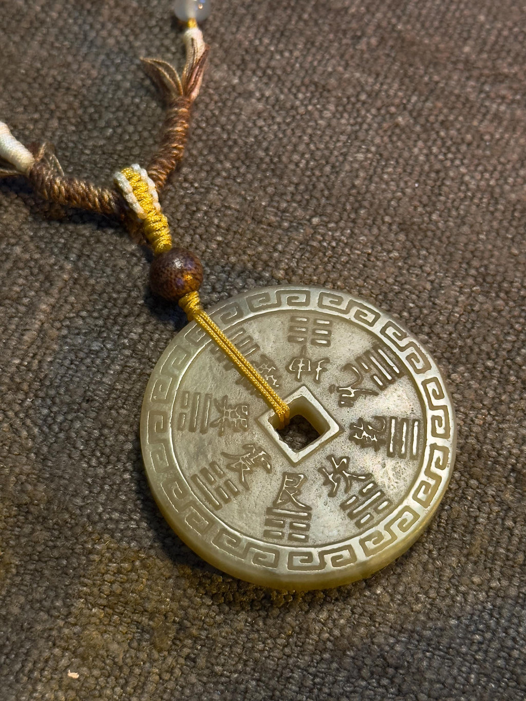 Mountain Ghost Coin jade talisman necklace