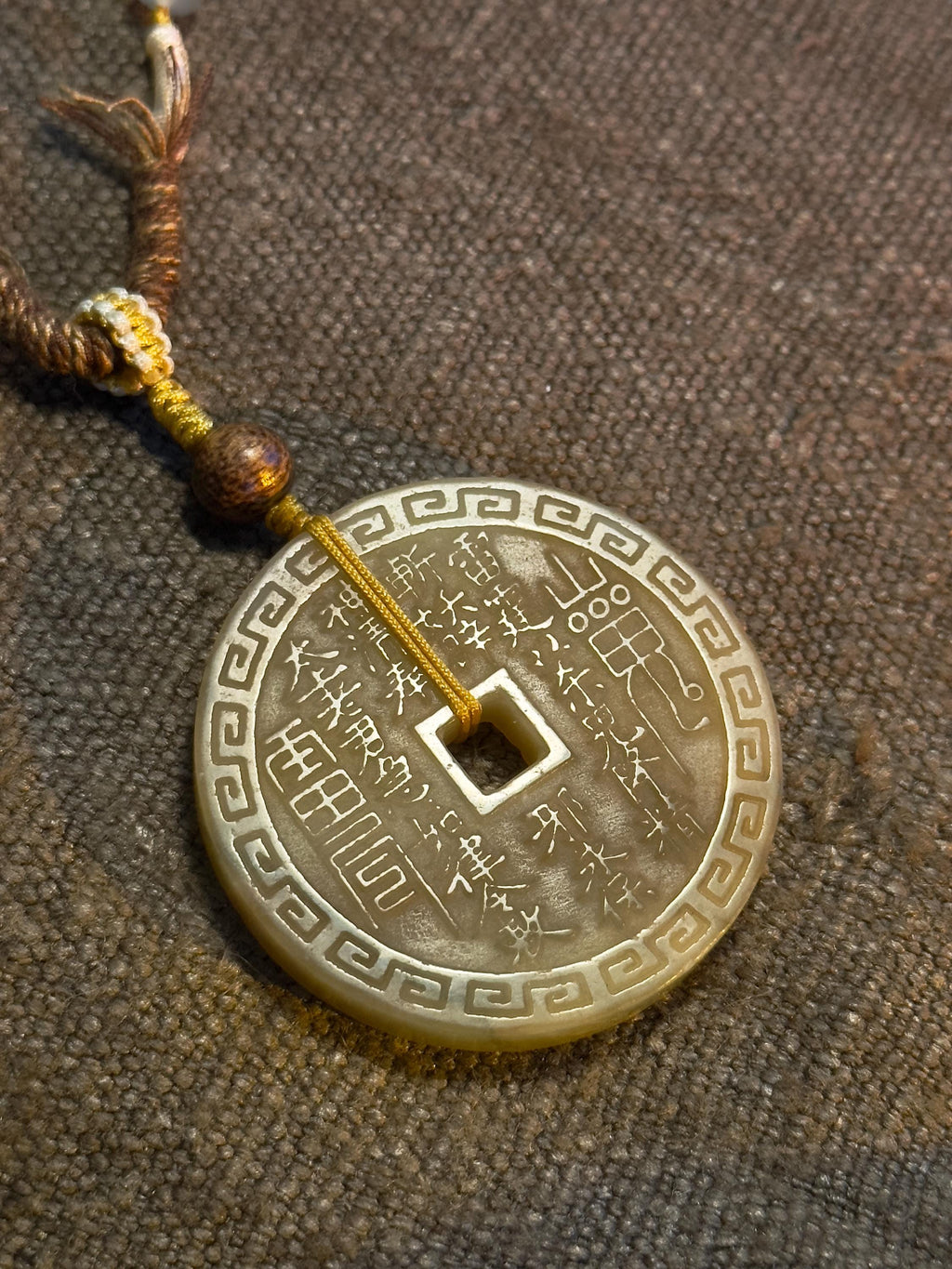 Mountain Ghost Coin jade talisman necklace