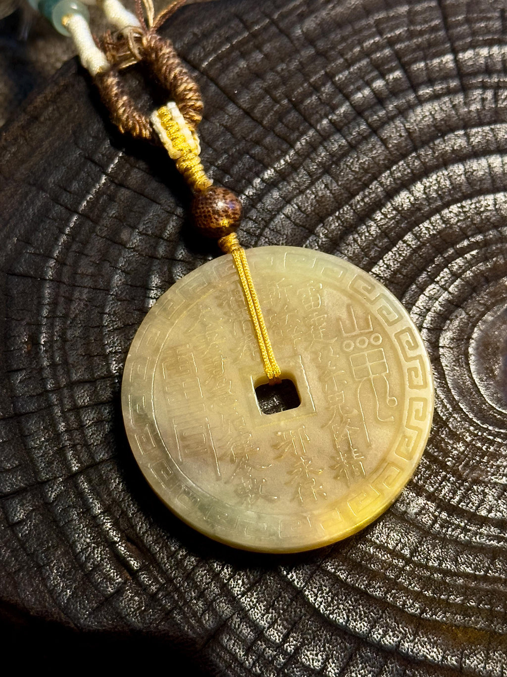 Mountain Ghost Coin jade talisman necklace