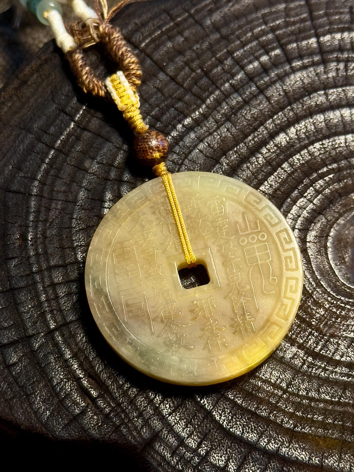 Mountain Ghost Coin jade talisman necklace