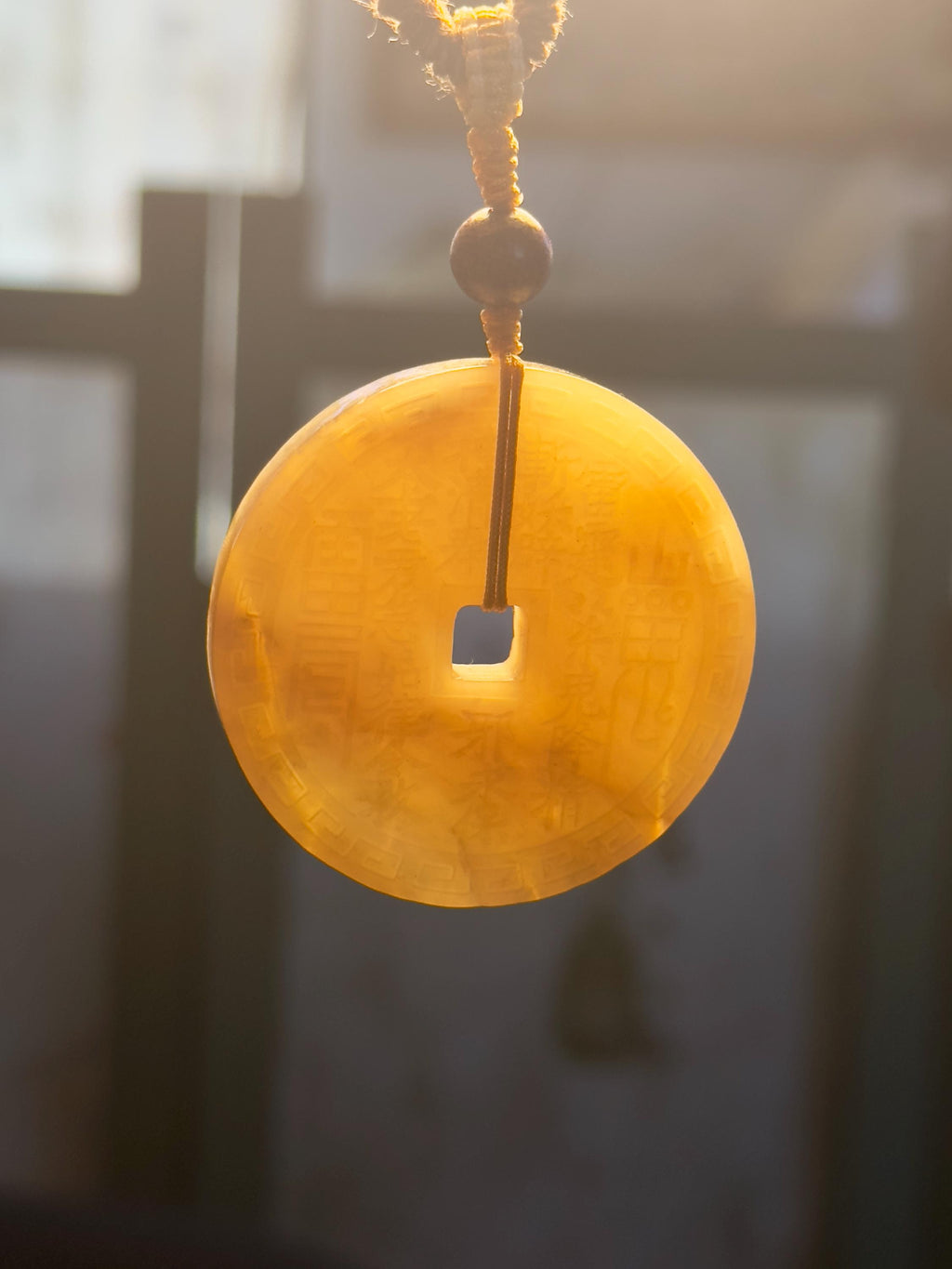 Mountain Ghost Coin jade talisman necklace
