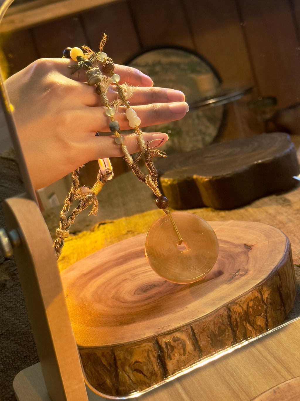 Mountain Ghost Coin jade talisman necklace