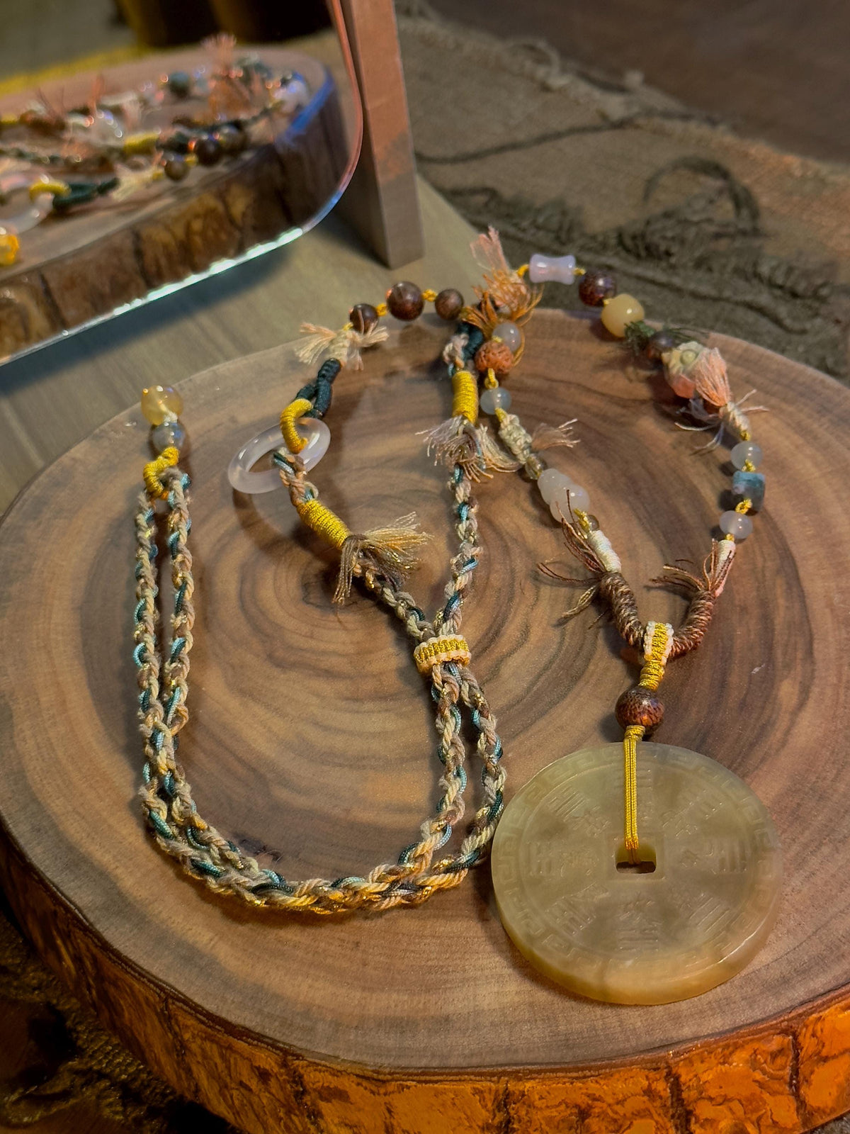 Mountain Ghost Coin jade talisman necklace