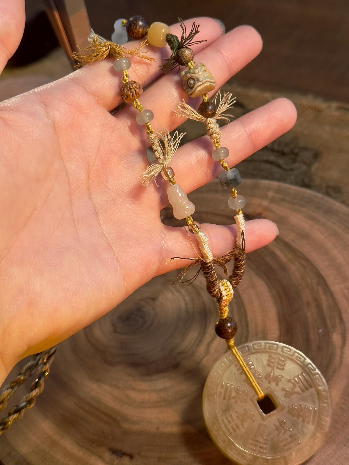 Mountain Ghost Coin jade talisman necklace