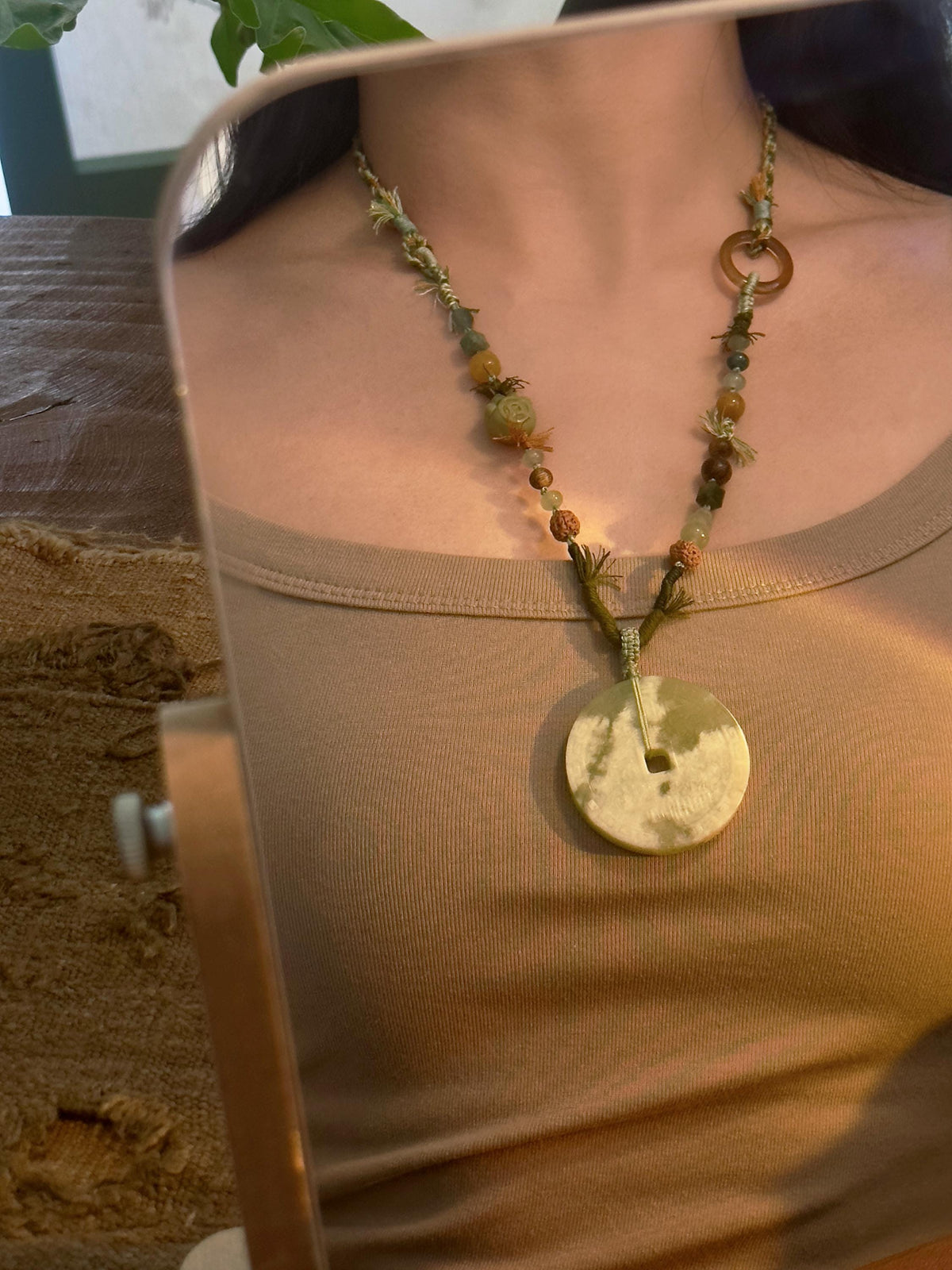 Mountain Ghost Coin jade talisman necklace second one-of-a-kind piece