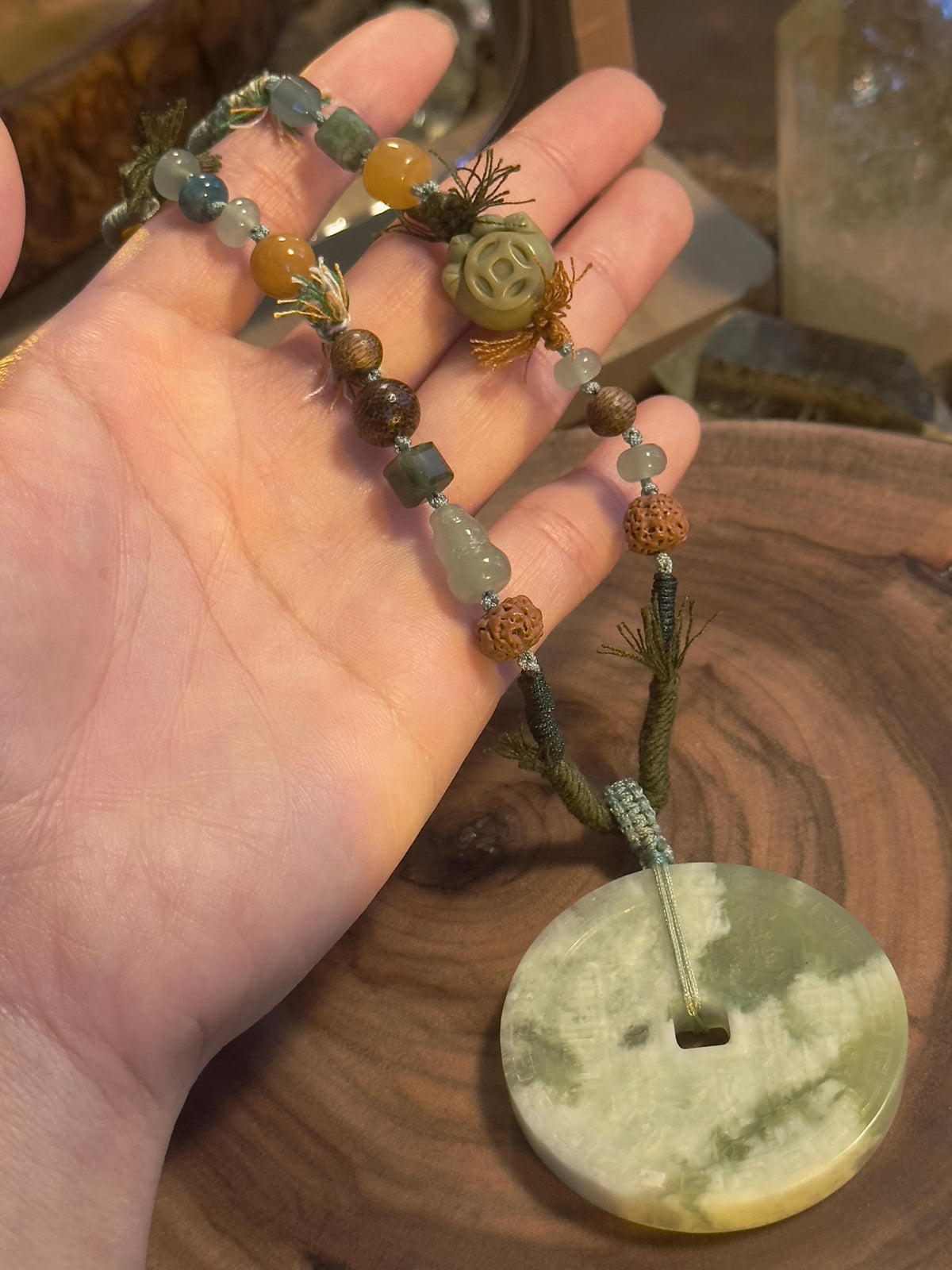 Mountain Ghost Coin jade talisman necklace second one-of-a-kind piece