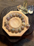 Vintage soft pastel Alashan agate girl and flower charm bracelet