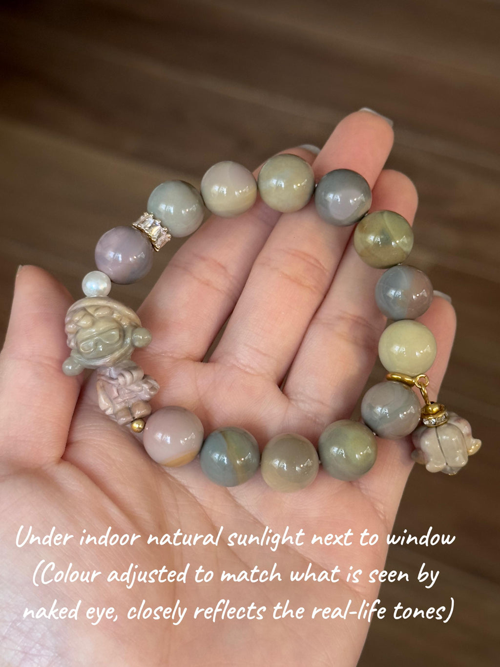 Pastel Alashan agate bracelet natural stone detail