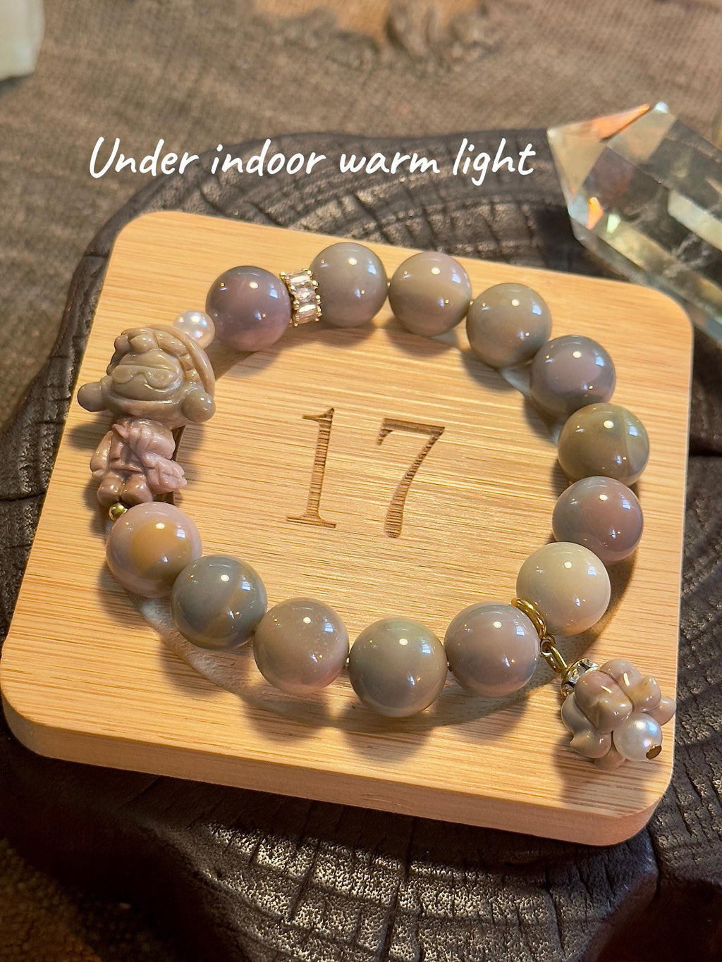 Pastel Alashan agate girl charm bracelet detail
