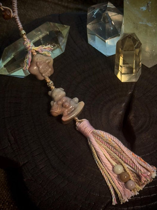 Pastel Pochacco Alashan agate handwoven bag charm