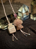 Perfume bottle and flower bouquet Alashan agate handwoven charm