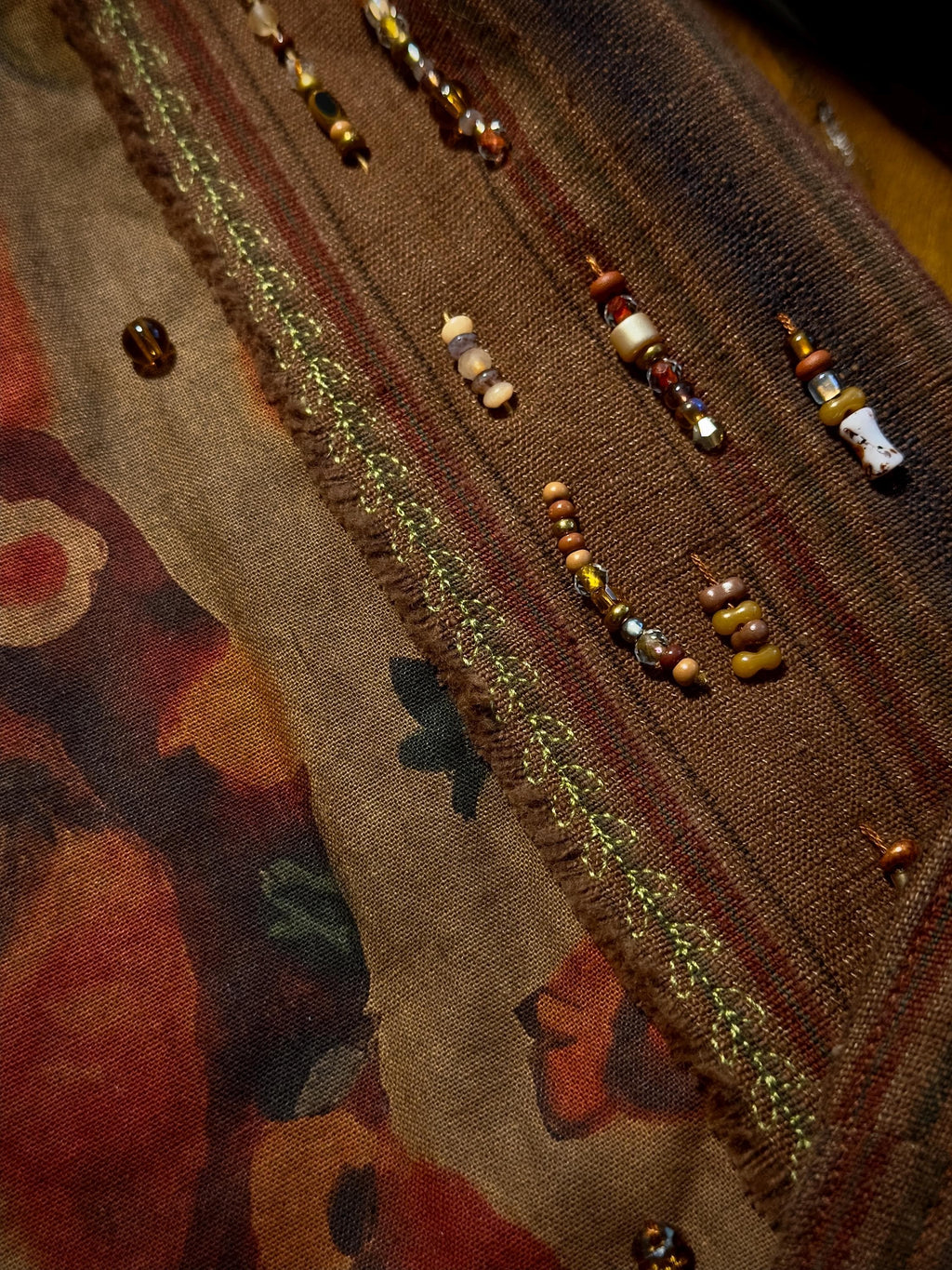 Persimmon dyed artisan textile bag detail in natural handwoven cotton