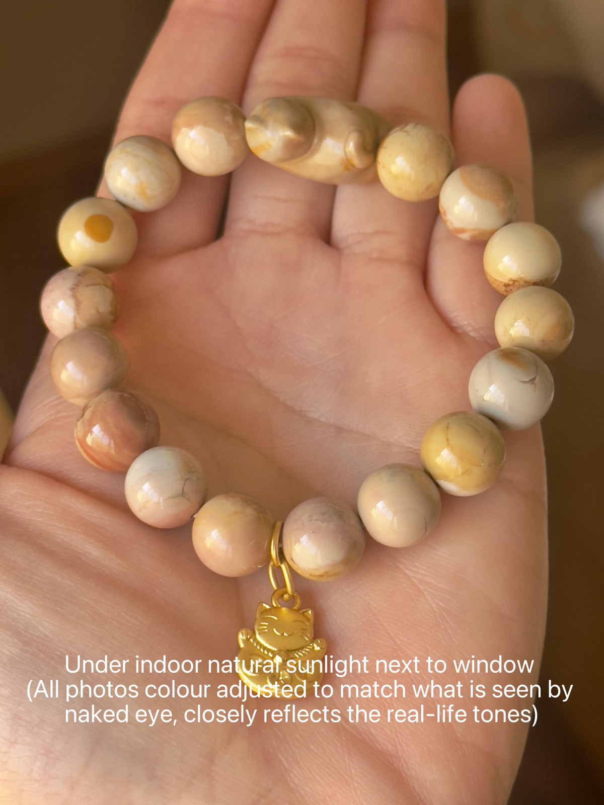 Pink Caramel Alashan Agate Bracelet – natural stone detail 3