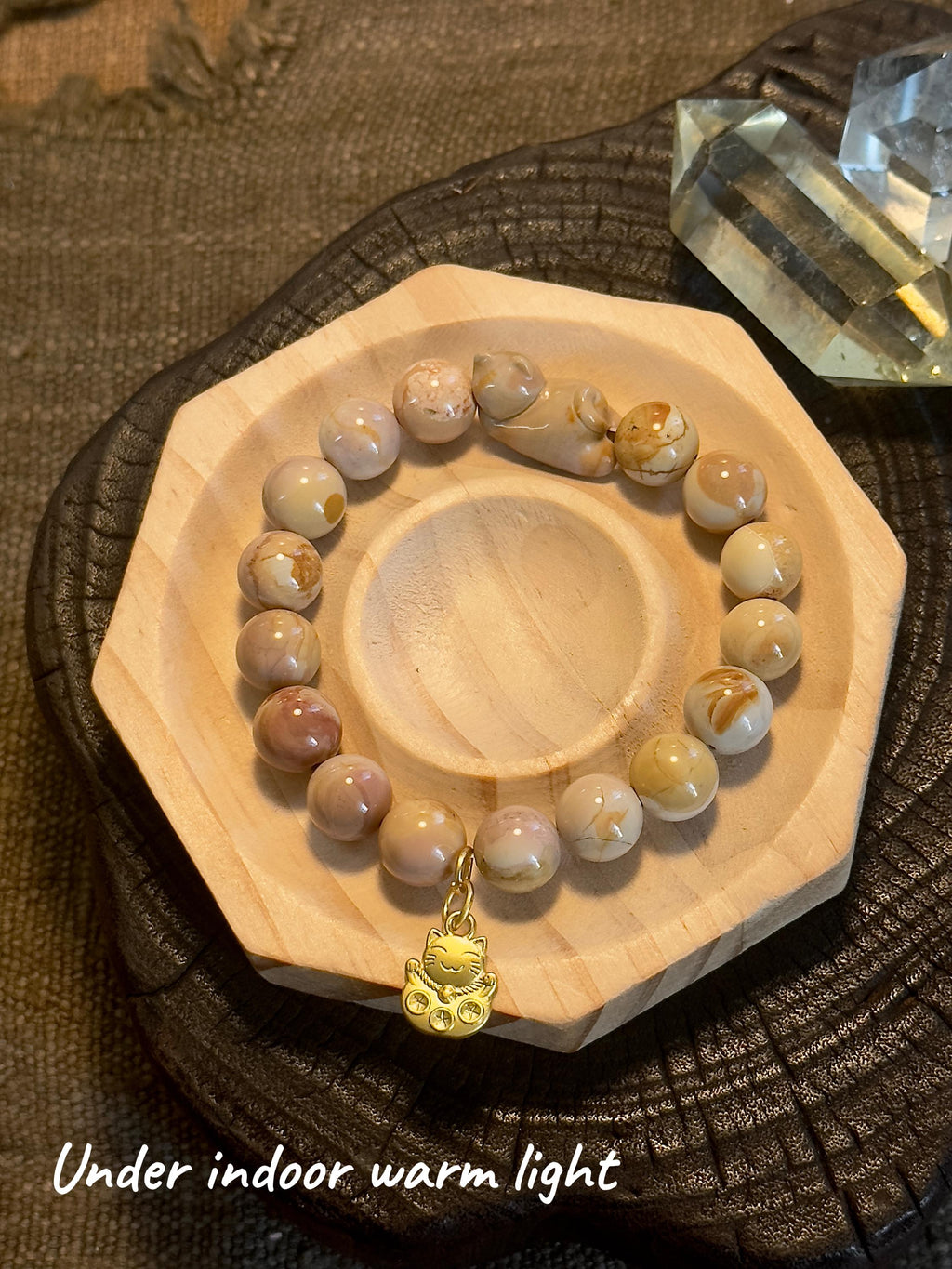 Pink Caramel Alashan Agate Bracelet – natural stone detail 4