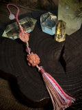 Pink nine-tailed fox Alashan agate handwoven charm