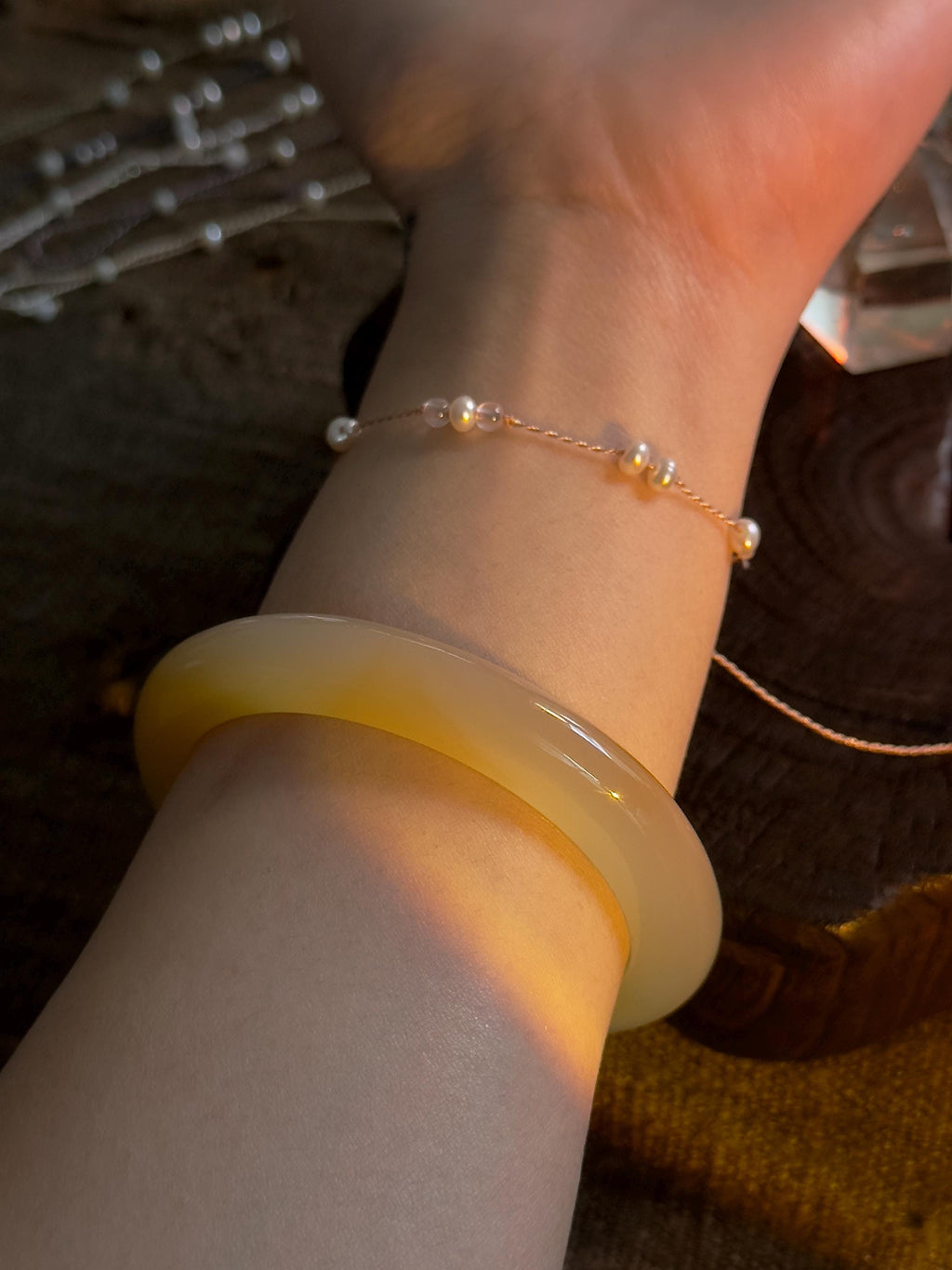 Freshwater Pearl Rose Quartz Tourmaline Pink Handwoven Bracelet