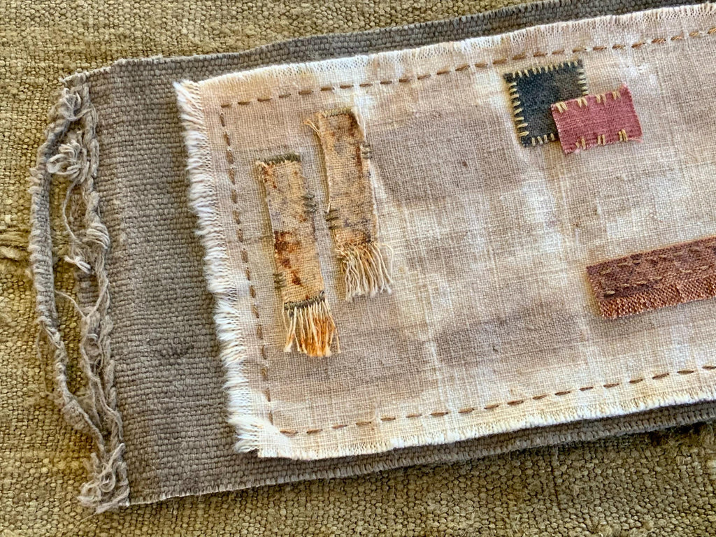 Plant-dyed small tea mat textile detail