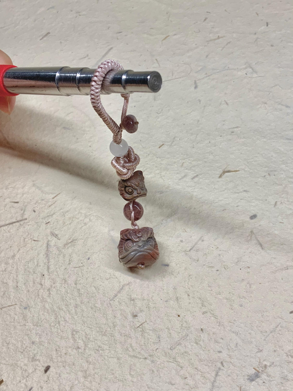 One-of-a-kind Alashan agate lion dance charm