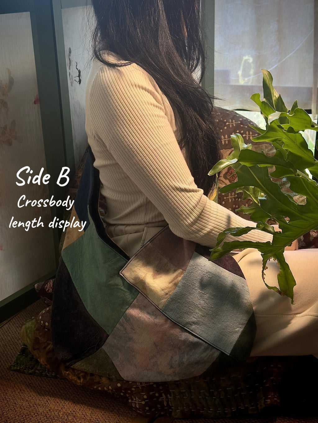 Reversible Plant-Dyed Patchwork Bag – detail 4