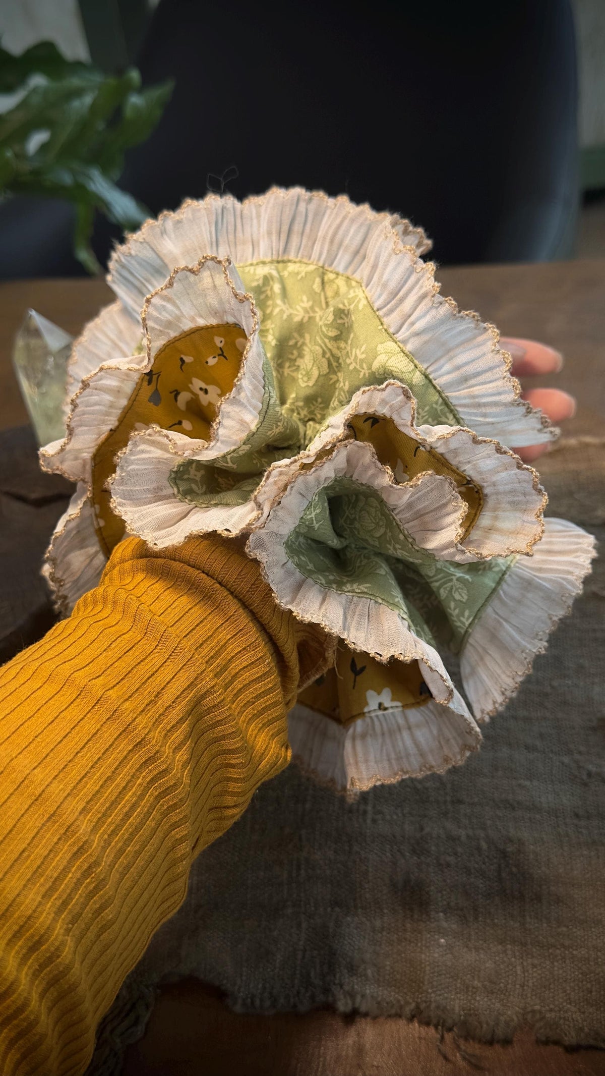 Double layered floral cotton oversized scrunchie