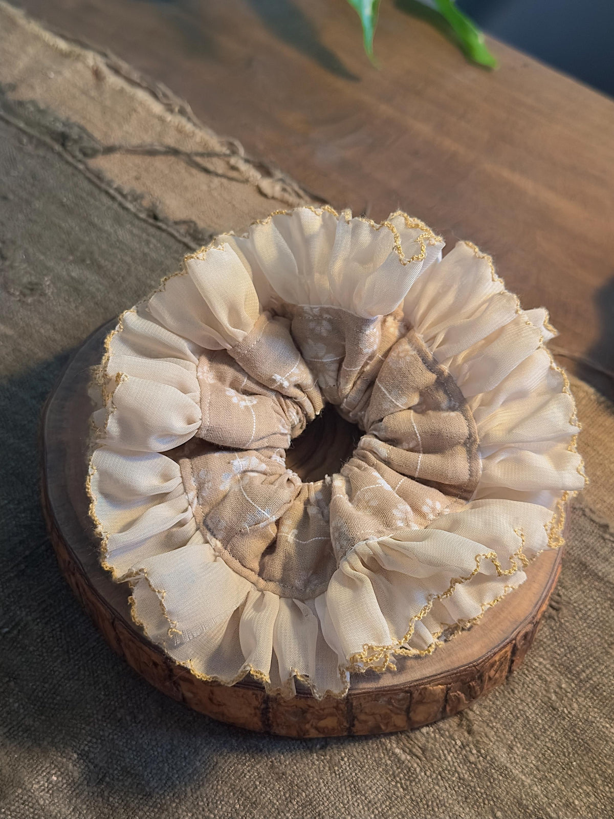 Reversible cottagecore floral hair scrunchie