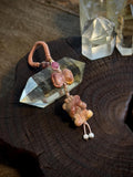Natural Alashan agate ribbon bow bear handwoven charm