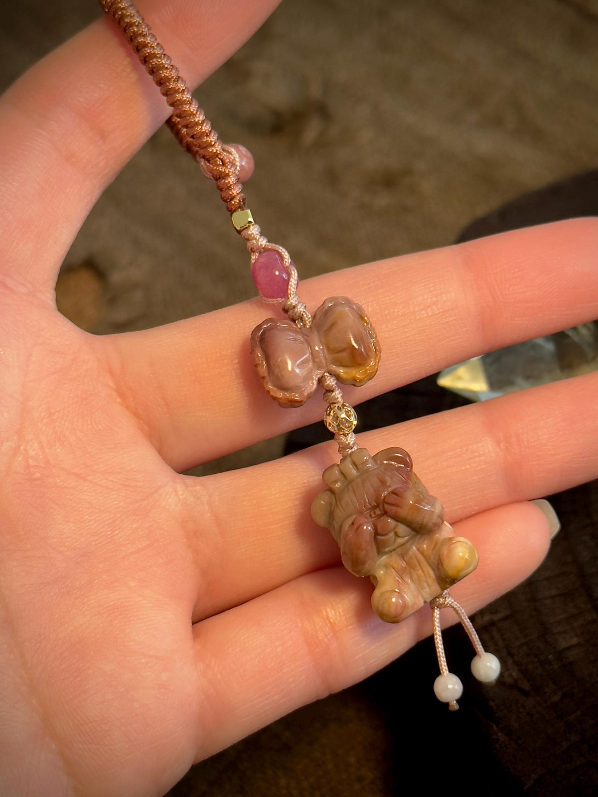 One of a kind natural stone bear charm by Luckie Foo