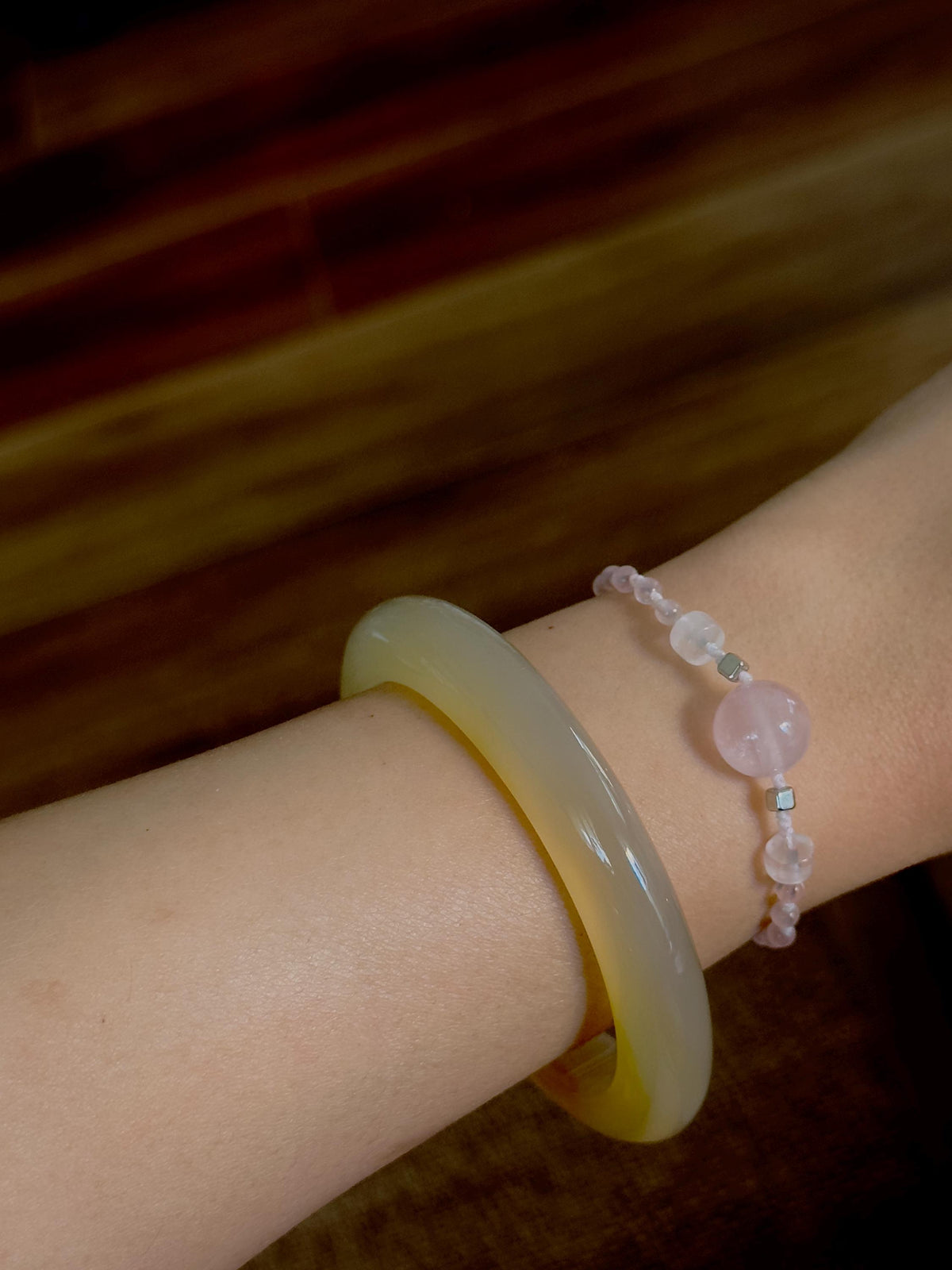 Natural Rose Quartz Bracelet – natural stone detail 3