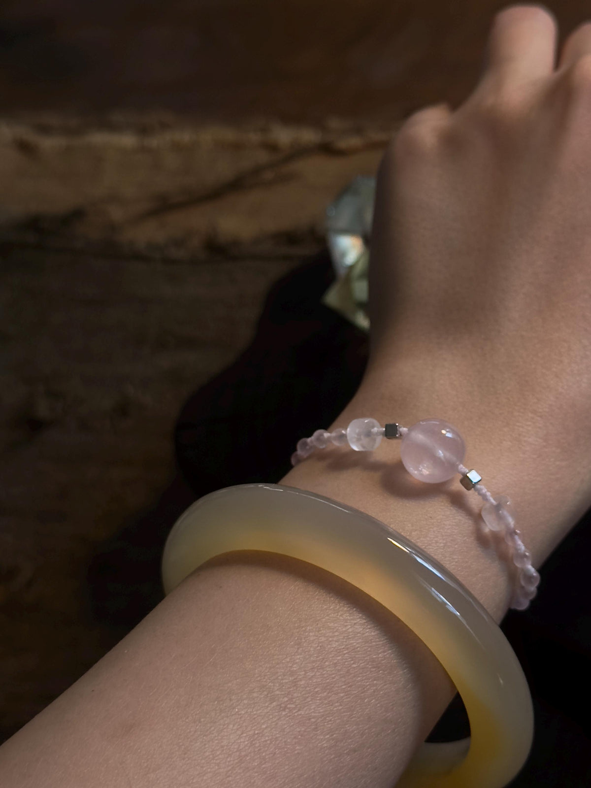 Natural Rose Quartz Bracelet – natural stone detail 4