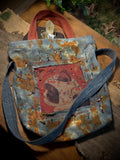 Plant-Dyed & Rust-Dyed Vintage Cat Bag – front view