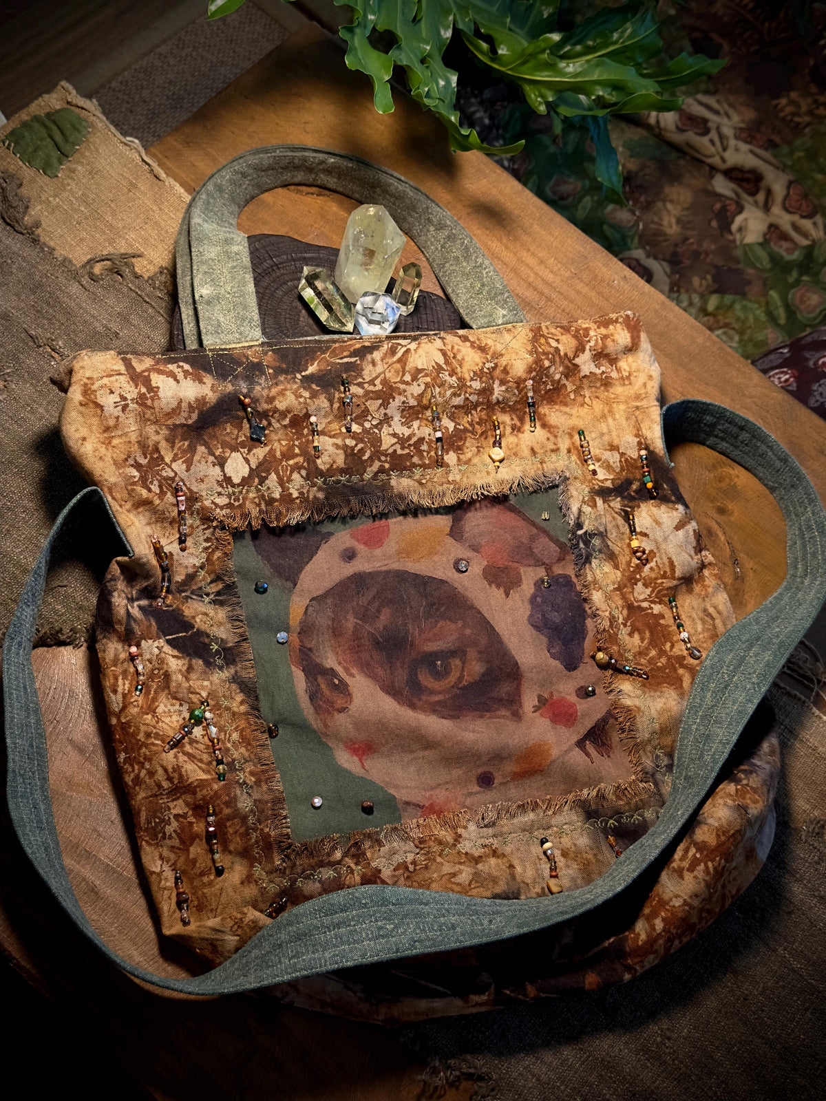 Earthy Rust Plant-Dyed Cat Bag – front view