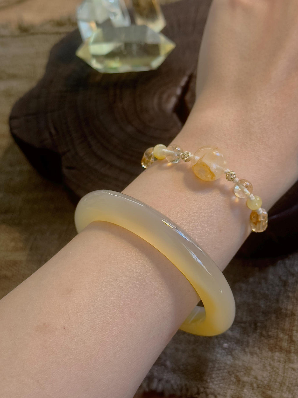 Golden Rutilated Quartz & Citrine Bracelet – natural stone detail 3