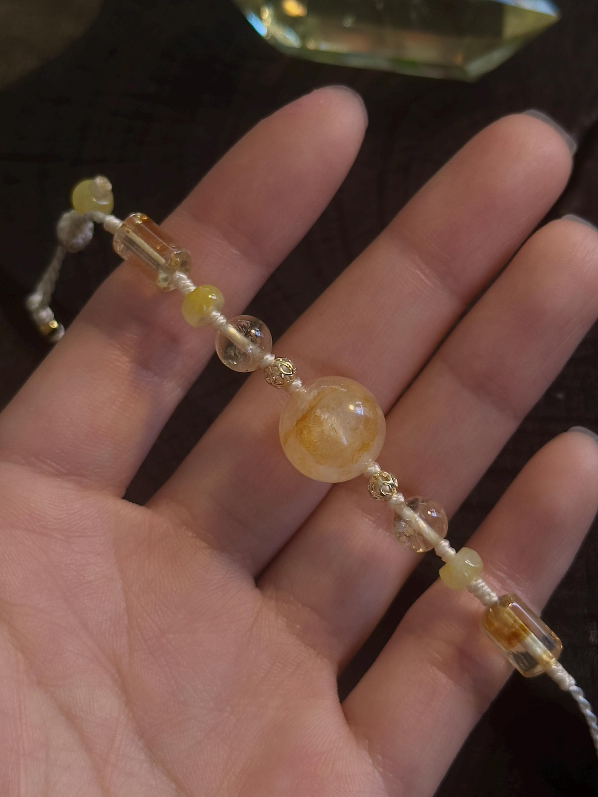 Golden Rutilated Quartz & Citrine Bracelet – natural stone detail 4