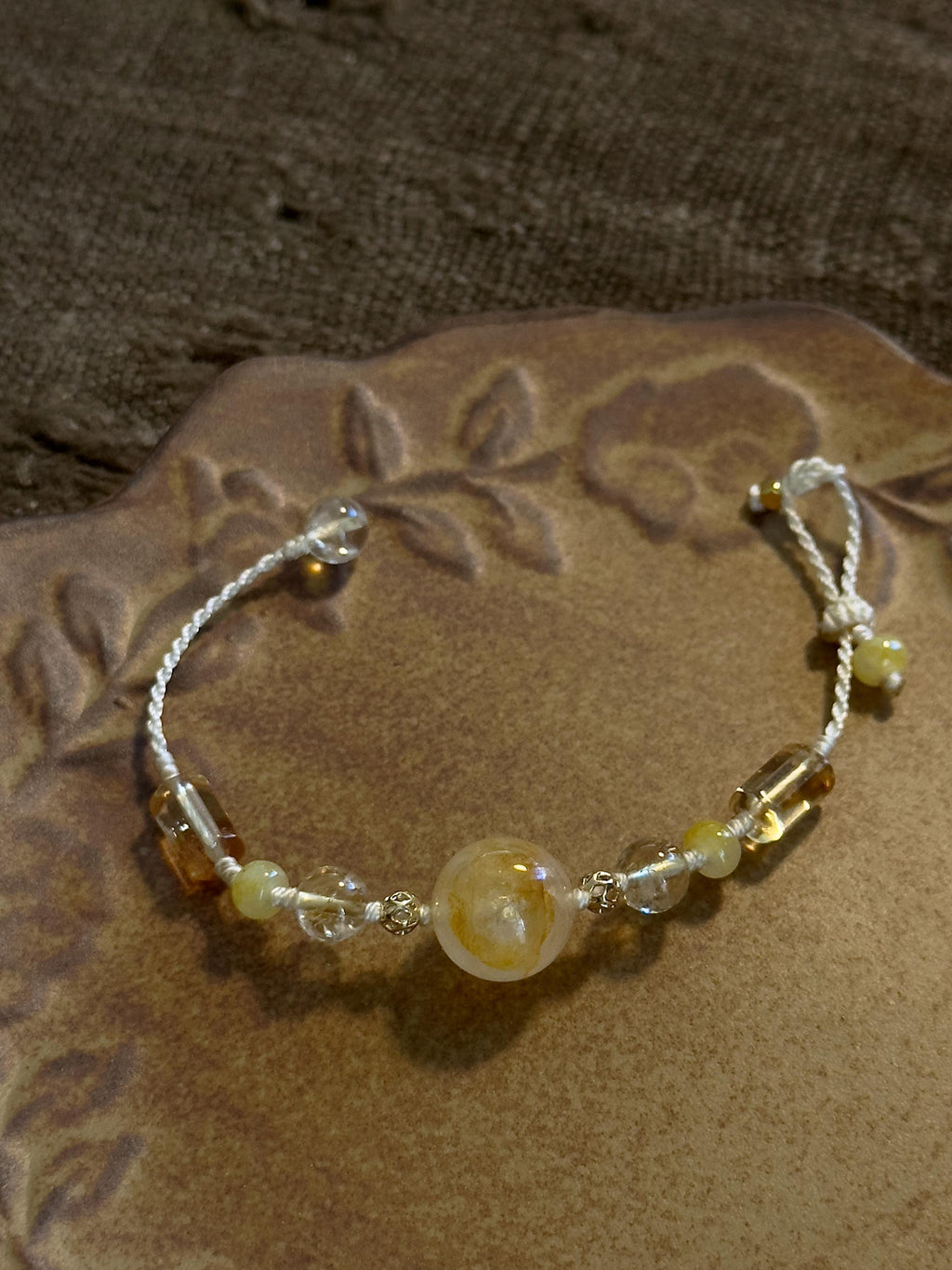 Golden Rutilated Quartz & Citrine Bracelet – natural stone detail 6