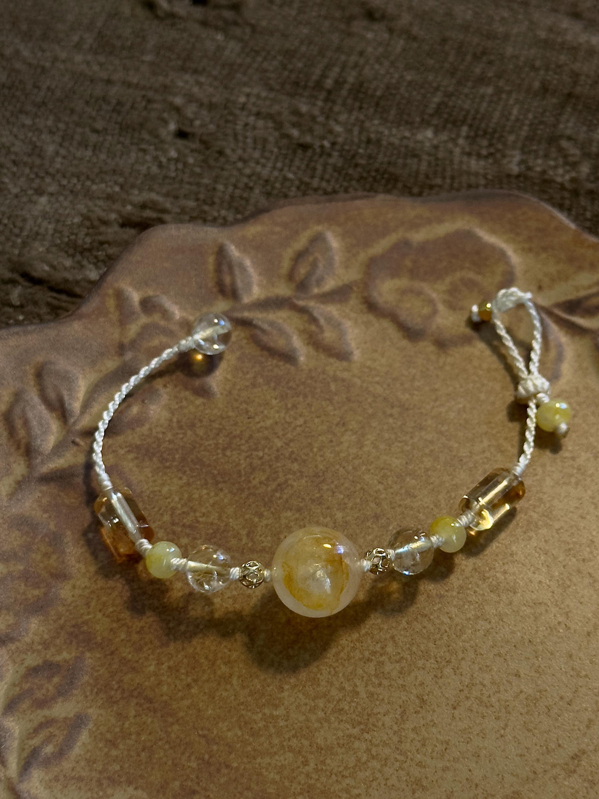 Golden Rutilated Quartz & Citrine Bracelet – natural stone detail 6