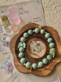 Vintage Sage Green Bird & Ribbon Bow Alashan Agate Bracelet