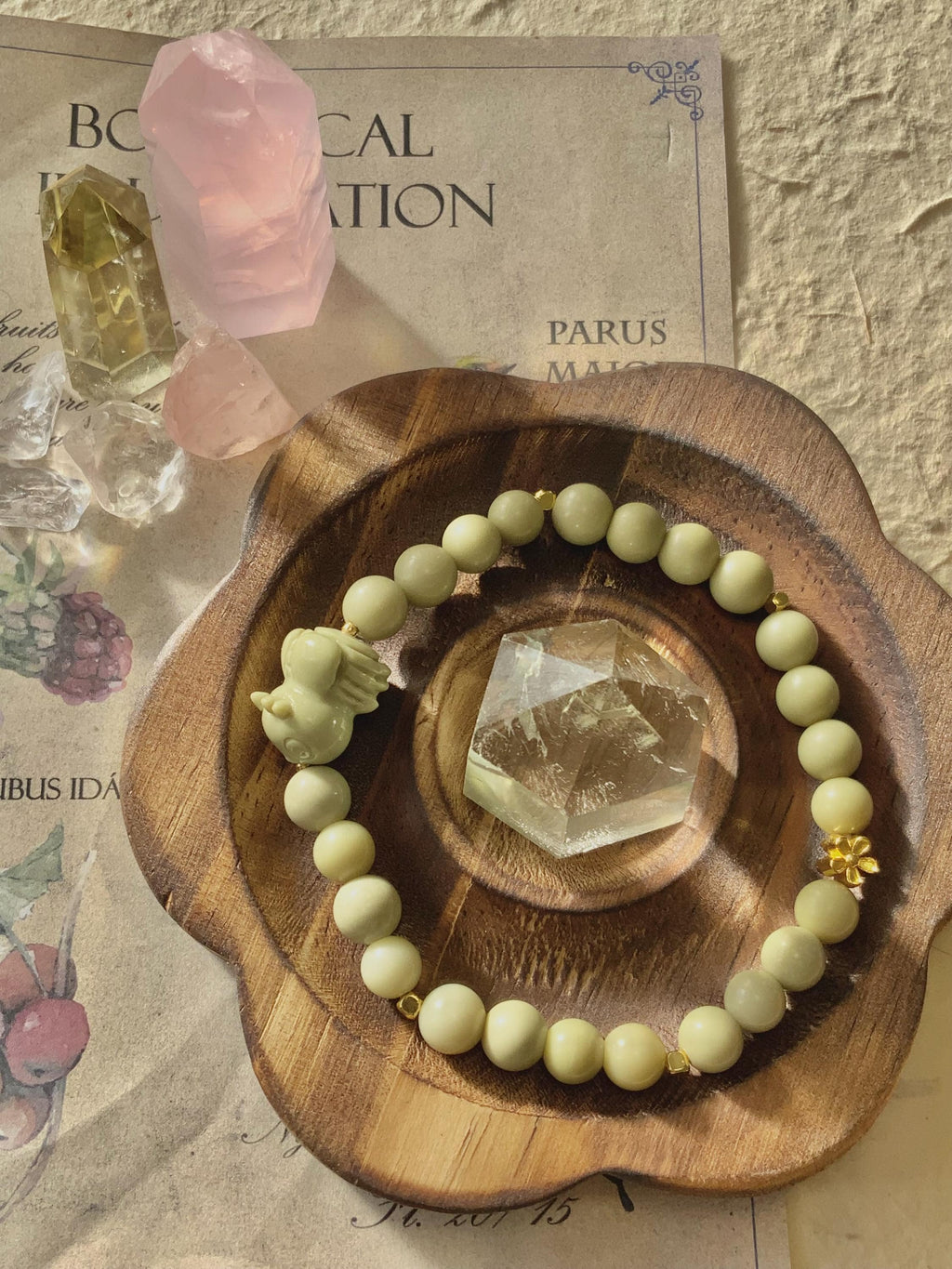 Soft Green Bee Alashan Agate Bracelet