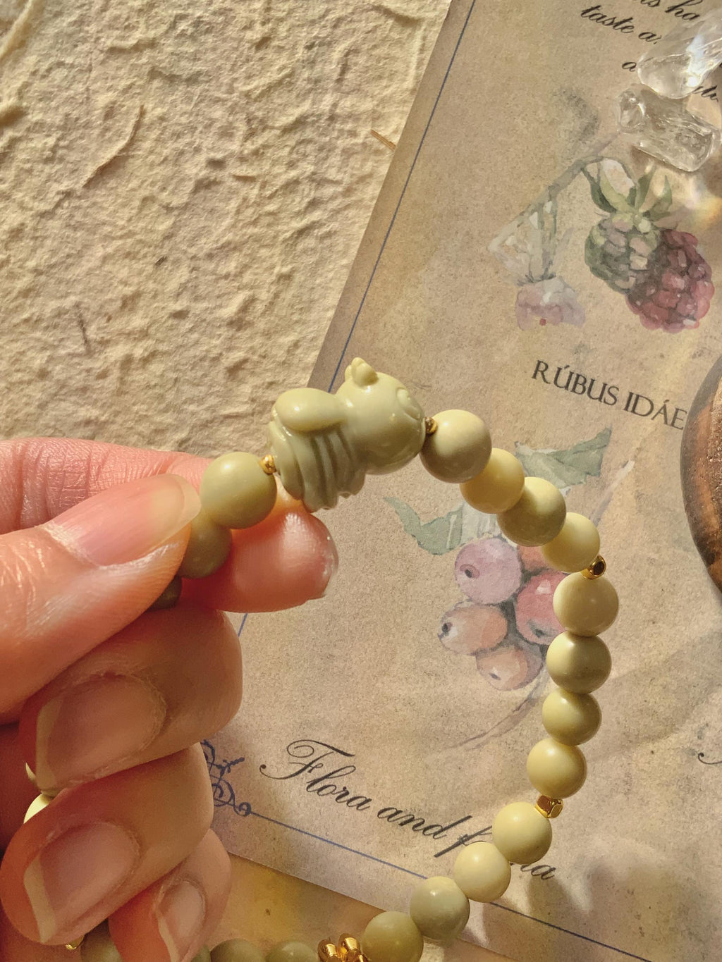 Soft Green Bee Alashan Agate Bracelet
