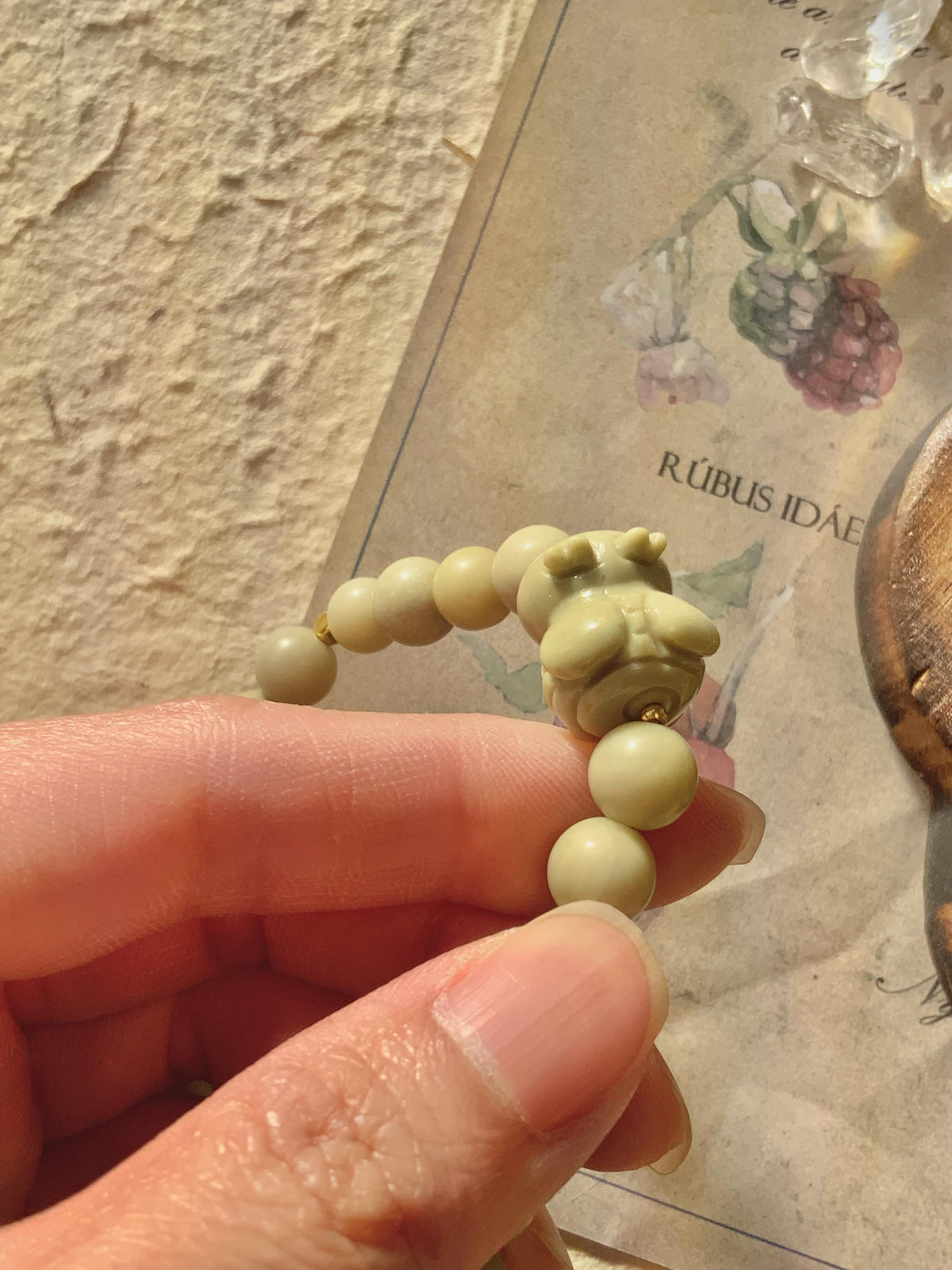Soft Green Bee Alashan Agate Bracelet