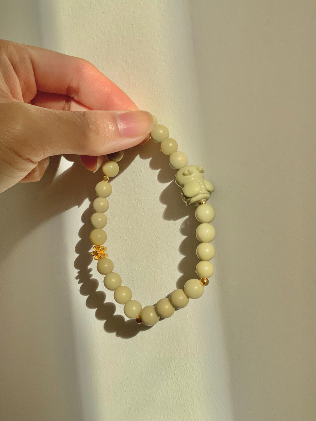 Soft Green Bee Alashan Agate Bracelet
