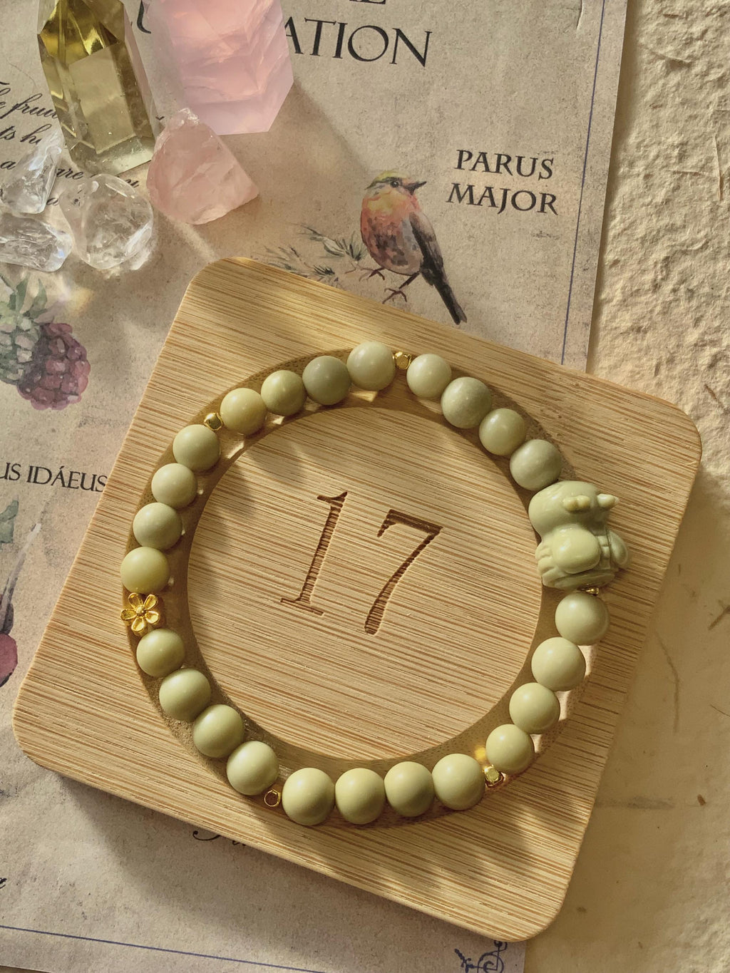 Soft Green Bee Alashan Agate Bracelet