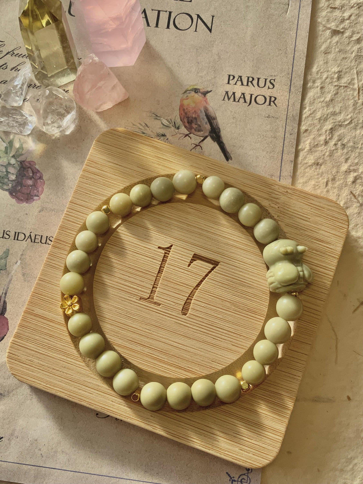 Soft Green Bee Alashan Agate Bracelet