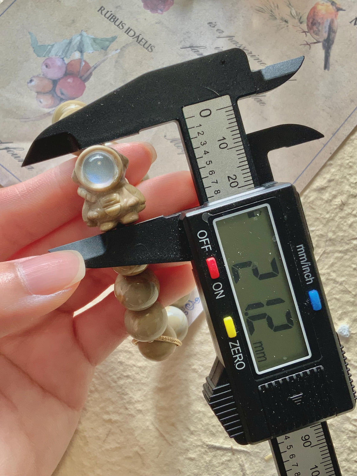 Tan Beige Astronaut & Star Alashan Agate Bracelet
