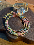 Natural Tourmaline Necklace and Triple Wrap Bracelet