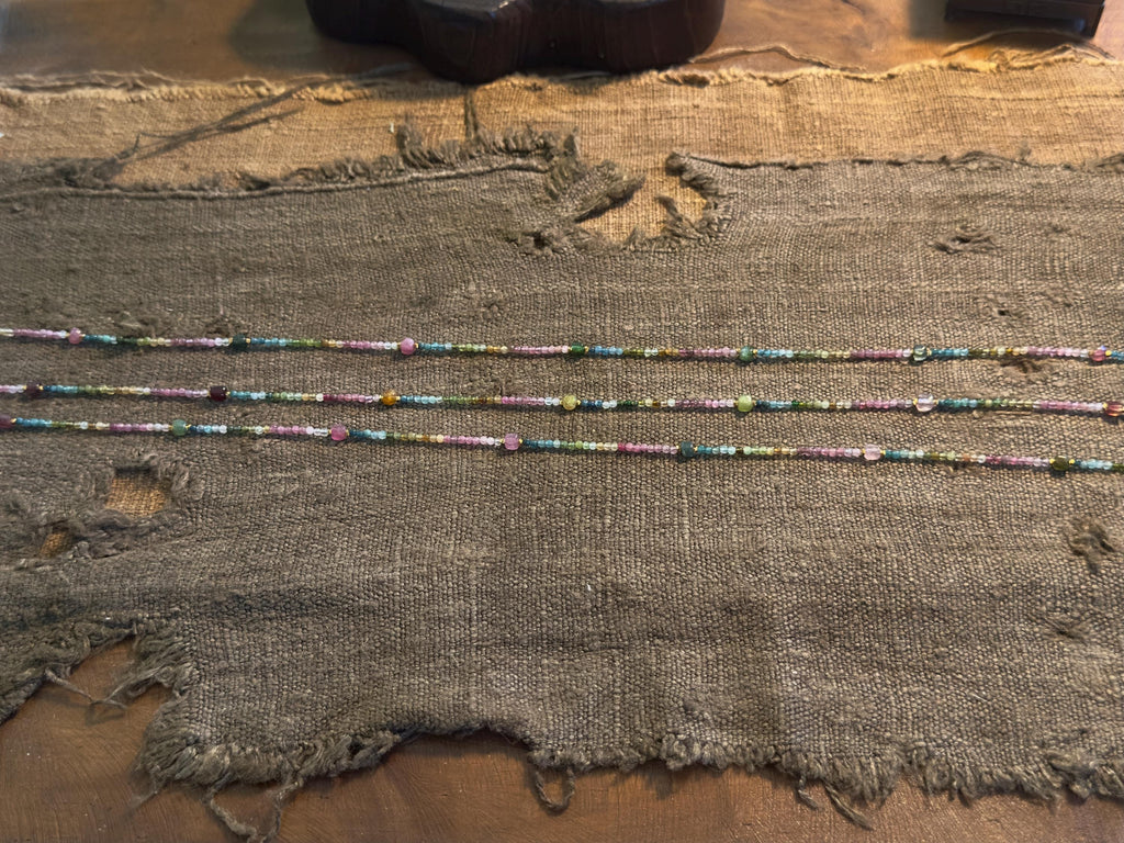 Natural Tourmaline Necklace and Triple Wrap Bracelet